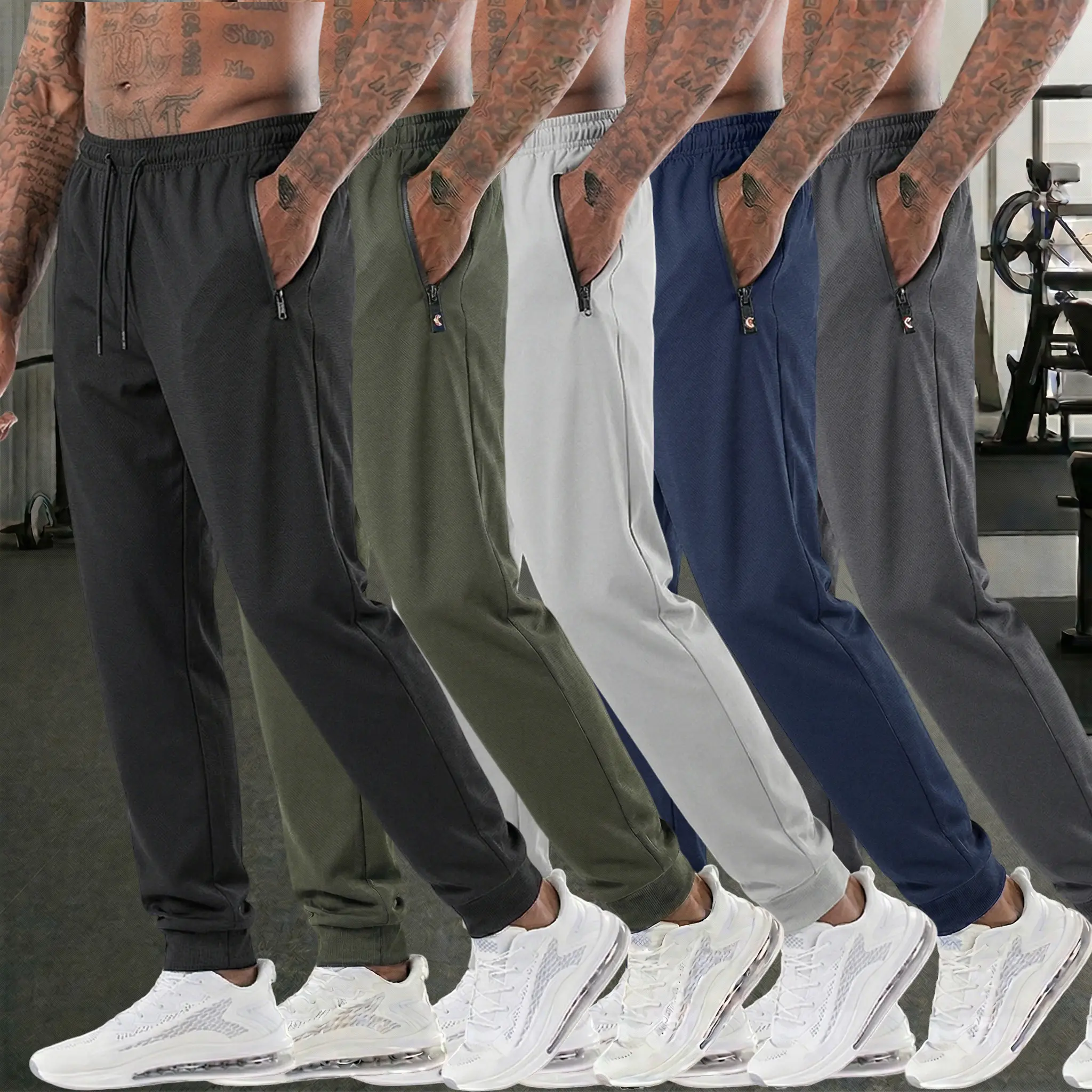 Men’s 3-Pack Casual Athletic Loose Sweatpants - Summer, Simple, Trendy, Breathable Polyester Clothes - Ideal for Fitness, Running