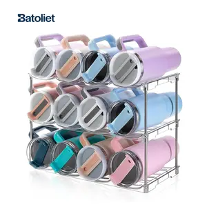 Pantry Storage Organizers,Tumbler Storage Organizer,Tumbler Organizer,Kitchen Organization,Stackable Water Bottle Organizer Compatible With Stanley, Owala, Simple Modern, Soufull, And Other Brands; Made Of Clear Acrylic