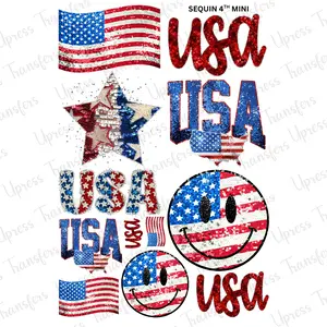 Sequin 4th Mini DTF Transfer Gang Sheet 24.5" wide x 36" long. Direct To Film Mini Gang Sheet