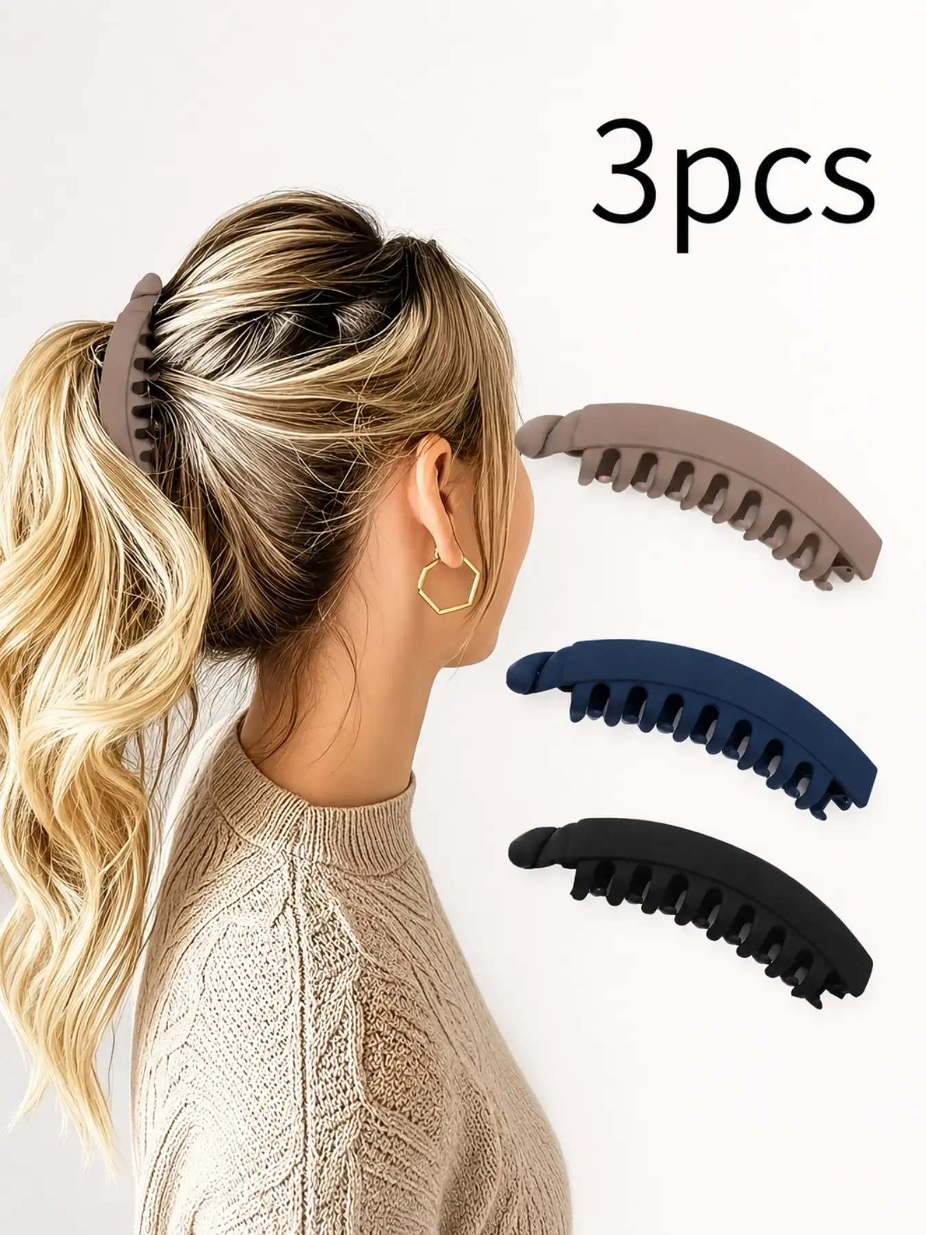 Large Banana Hair Clips Set, Strong Ponytail Holders, Vertical Barrettes, High-End Twist Clips, Ideal for Daily Use, Stylish & Durable