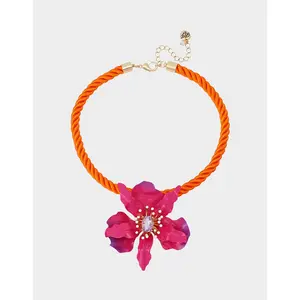 Betsey Johnson ORCHID SHORT PENDANT NECKLACE PINK