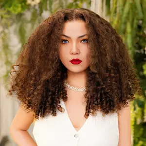 [Luxury Queen Series] FF WIG Burmese Curly Raw Human Hair Glueless Wig 20 28 Inches 9*6 Pre-Cut Invisible Lace 250% Density Chocolate Brown Wear Go Wig with Special Drawstring