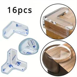 16 pcs Child Baby Safety Silicone Protector Table Soft Transparent Children Anti Collision Table Corner Edge Protection Cover