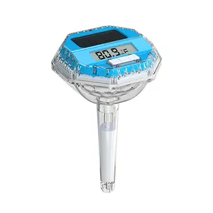 Solar Floating Pool Thermometer with Colorful LED Light Show, Large LCD Digital Temperature Display for Pools, Hot Tubs & Spas