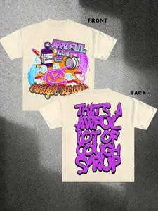 COUGH SYRUP Y2K T-Shirt ,Unisex Cotton Crewneck Tee, Retro Loose Fit, Short Sleeve Top for Spring, Women's Round Neck Casual Tee, Fashion Cotton, Full Colors, Full Sizes, For Men, For Women