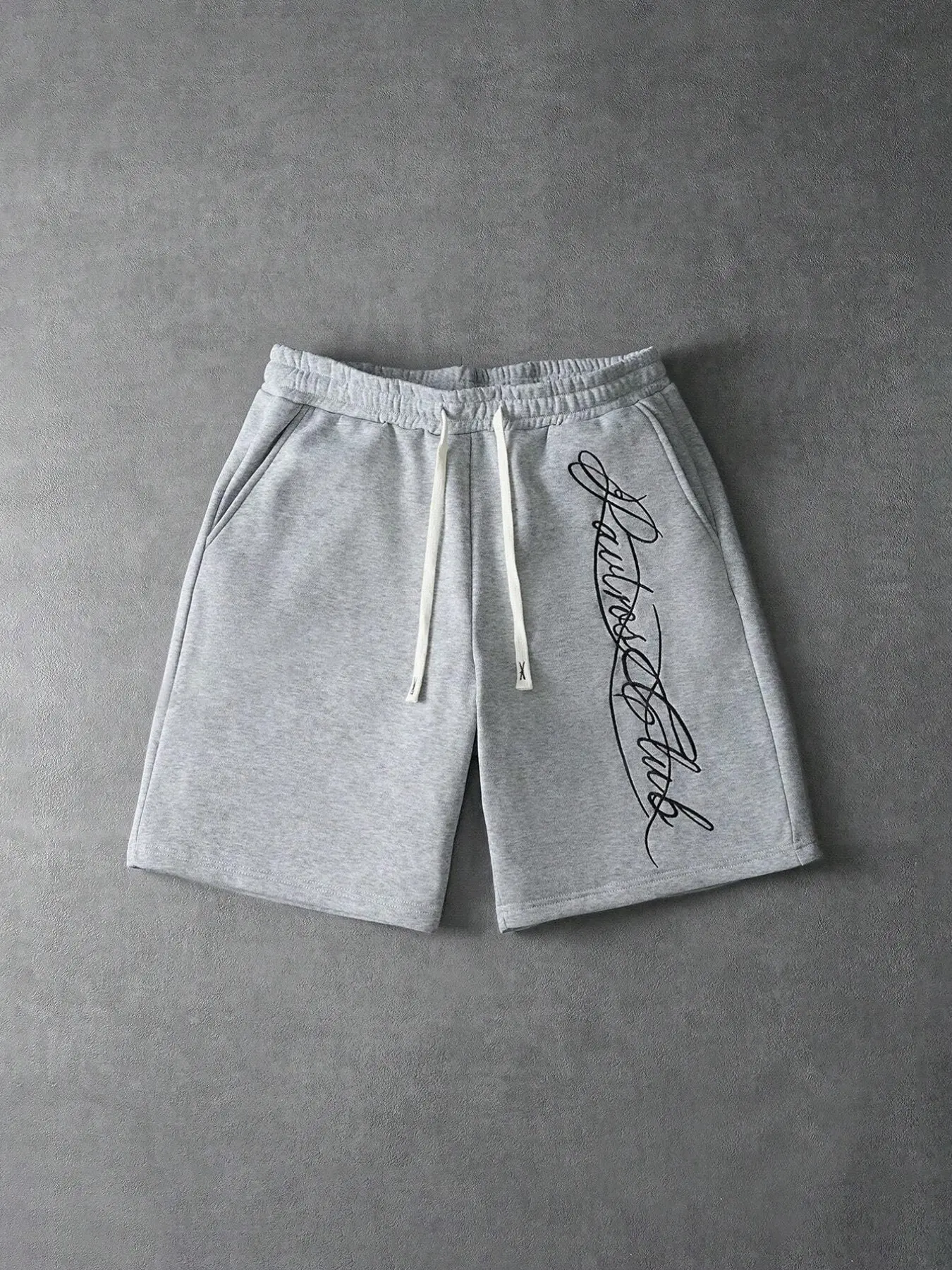 Men's Loose Drawstring Athletic Shorts, Vintage Handwritten Embroidered Shorts, Ideal for Streetwear & Summer Daily Wear, Lightweight Athleisure Shorts, Casual Athletic Shorts