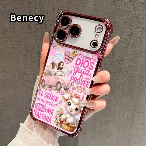 Transparent Soft Silicone Smartphone Cover, 4-Corner Reinforced Shockproof Sweat-Resistant Case with Steady Hold for iPhone 17 Pro Max,16 Plus,15 Plus,Air,14,13,12,11,E - Divine Love Pattern Mobile Accessories