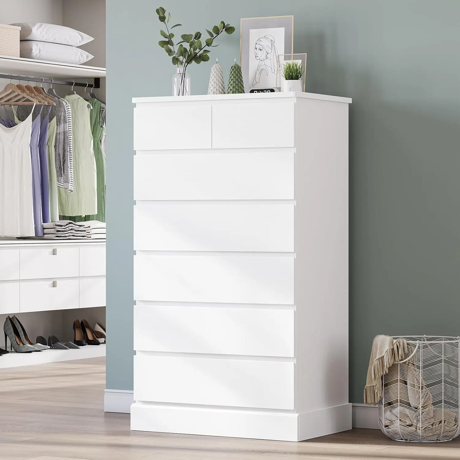 Hasuit 51.8 Inch Tall Dresser with 7 Drawers High Chest of Drawers Storage Organizer for Closet Modern Taller Clothes Storage Tower with Ample Storage Space