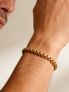 Square Pearl Chain Bracelet, Punk Hip Hop Trendy Heavy Metal Style, Fashion Bracelets, Stainless Steel Unisex Accessory for Men and Women, Punk Style Jewelry