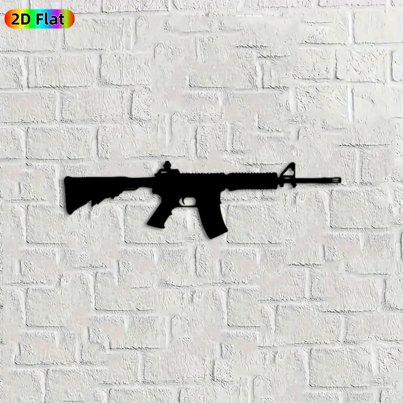 1pc Rifle Metal Wall Art, Bold Rifle Statue Mural, Ideal Gift for New Year, Fathers Day, Weapon Decor Enthusiasts, Weather-Resistant Metal Wall Decor Wall Sculptures, Perfect for Garage Wall & Backyard Fence Wall, Unique Military-Themed Decor