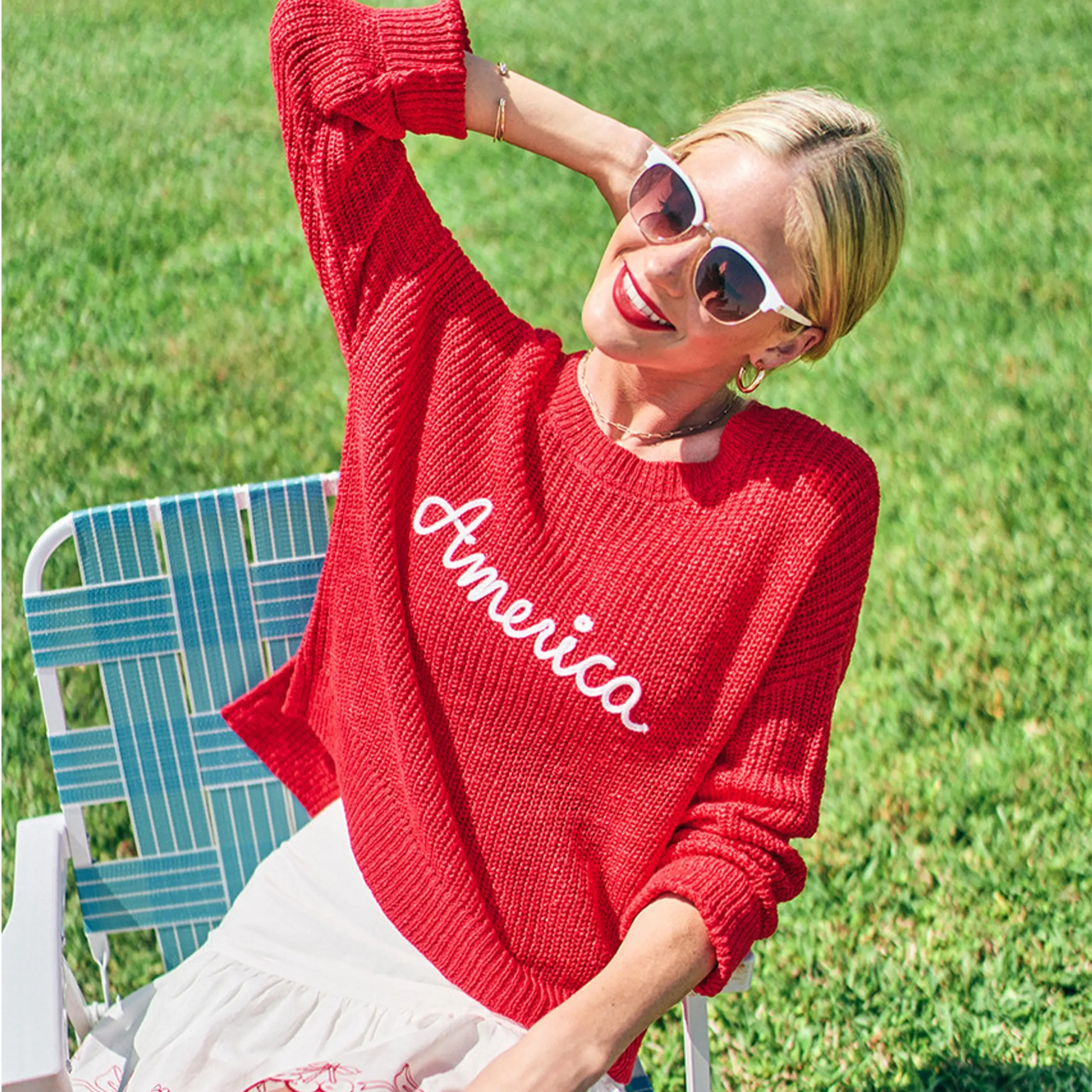 America Embroidered Sweater