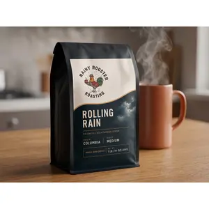 Rolling Rain (Colombia single-origin) Artisan roasted coffee beans. We don't roast until you order to ensure we get the freshest coffee right to your doorstep.