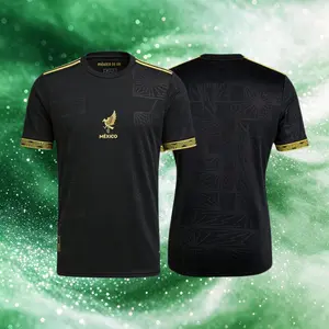 2026 Mexico Home Black And Gold Short And Long Sleeve Soccer Jersey Fans Version