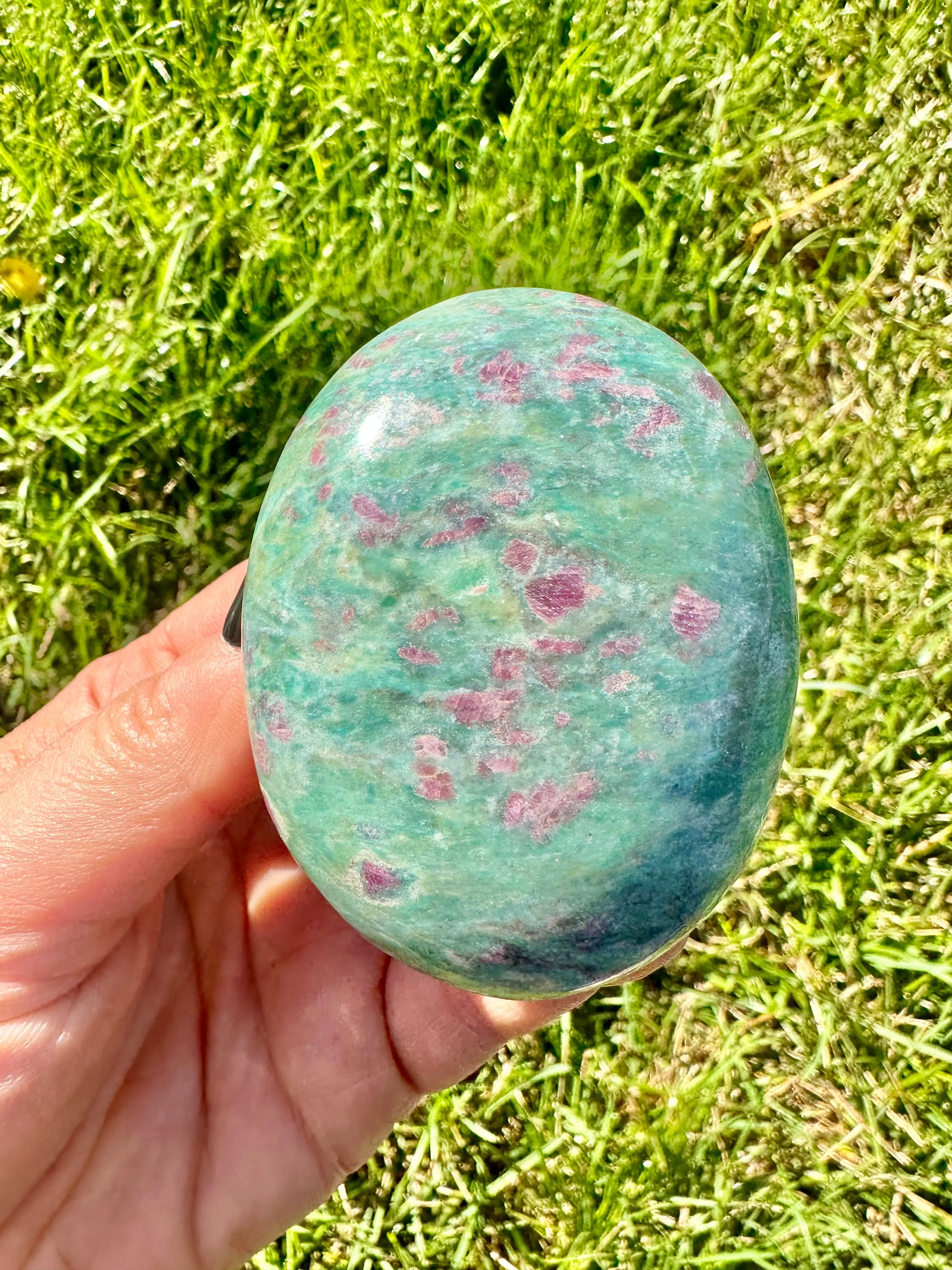 Ruby in Fuchsite Palm Stone - Polished Stone Oval