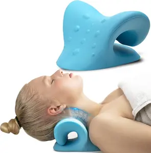 Neck Stretcher,Neck Hump Corrector,Neck and Shoulder Relaxer Cervical Traction Device Pillow for Muscle Relax and TMJ Pain Relief (Blue)