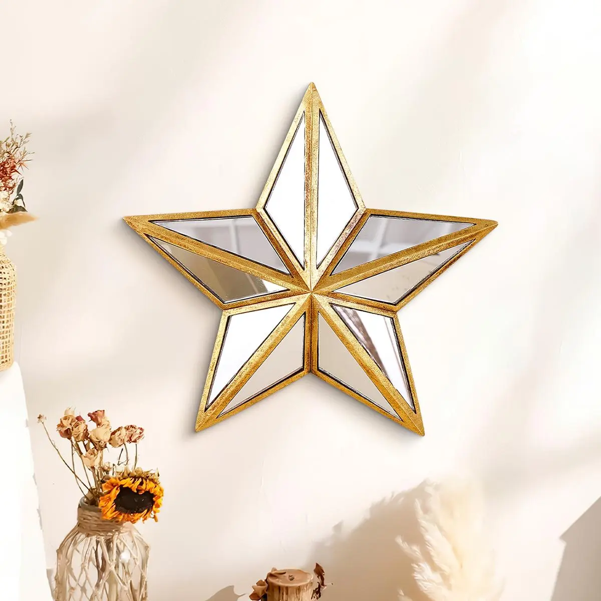 Vintage Star Shaped Wall Decor, Decorative Art, Unique Artwork, 3D Resin Material Wall Hanging Ornament, Wall Decor for Home Living Room Bedroom, Artistic Home Decor, Home Decor, Room Decor, Interior Decoration Accessories, Hangable