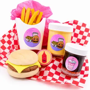 Scented Burger Slime Kit - DIY Fast Food Set with Clay, Toppings & Squishy Toy for Kids, Scented Slime
