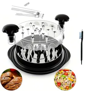 Chicken Shredder Large Chicken Breast Shredder Tool Twist with Anti-Slip Strip Ergonomic Handle Heat Resistant Tong Cleaning Brush Kitchen Utensils Black Utensils Kitchen