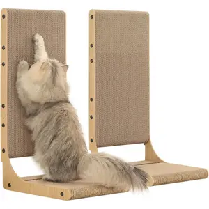 2-Pack Cat Scratching Board, 25.6'' Tall Cardboard L Shape Vertical Cat Scratchers for Indoor Cats, Cat Scratching Post for Wall and Couch, Large