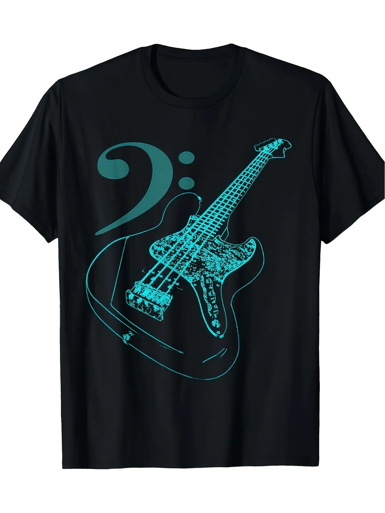 Men's Vintage Guitar  Bass Music T-Shirt - Retro T unisex soft cotton short sleeve t shirt, vintage graphic casual tee for men women teens, perfect birthday holiday gift for camping travel gym daily street  wear