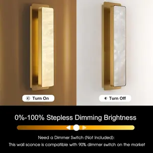 20" Dimmable Gold LED Wall Mounted Alabaster Sconce with Alabaster Shade, Wall Lamp for Living rooms, Hallways