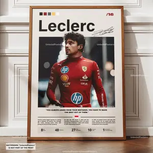 Charles Leclerc Poster, Leclerc Ferrari, Framed Ferrari F1 Print, Motorsport Grand Prix Decor, Car Racing Artwork, Leclerc Ferrari Wall Art