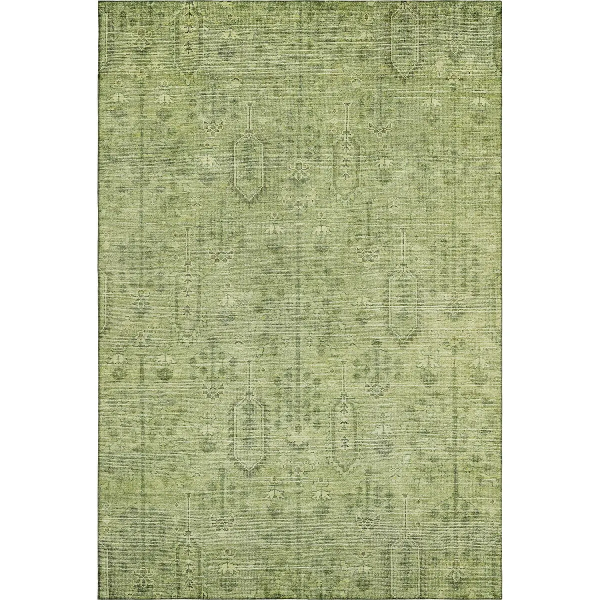 HomeRoots 665439 10x14 ft. Sage & Green Southwestern Rectangular Full-Sized Grippy Area Rug - Machine-Washable, UV-Protected, Machine-Made Textile Rug, Machine-Washable Area Rugs, Full-Sized Area Rugs