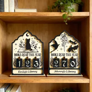 Vintage Book Reading Tracker Set, Perfect for Book Lovers and Fans, Celebrate Reading Milestones, Wall Decor Gift Idea, Wooden Decor