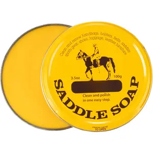 Yellow Saddle Soap for Leather (3.5 oz Tin) - Leather Cleaner & Conditioner to Soften, Protect & Restore Leathercraft - Leather Soap for  Seat, Couch, Shoe, Purse, Boot, Bag, & Saddles