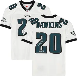 Brian Dawkins Philadelphia Eagles Autographed 2004 White Mitchell & Ness Authentic Jersey with "HOF 18" Inscription - Fanatics Authentic Certified