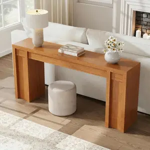 70.9" Farmhouse Entryway Table, Wooden Console Table for Behind Couch, Long Sofa Table for Entryway Living Room, Cherry/Grey/Walnut