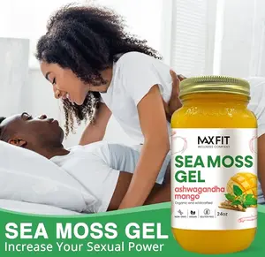 MAX FIT Sea Moss Gel Organic Ashwagandha Mango (25 Flavors) 24oz Wildсrafted Gold Sea Moss Gel from Saint Lucia | 92 Vitamins and Minerals | Pure Raw+Non-GMO