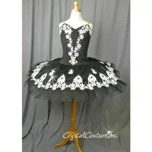 Black Platter Tutu with White Lace & Silver Sequins