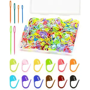 300pcs FIVEIZERO Stitch Markers with 6 pieces of large blunt sewing needles,colorful knitting markers,plastic crochet hook clip,bulk Crochet hook markers for knitting stitch locking clip crochet hooks