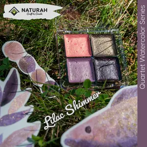 Lilac Shimmer Watercolors Set Quartet 4-Color Paint Palette Handmade Silky Smooth Rich Colors for Nature Coastal Illustrations