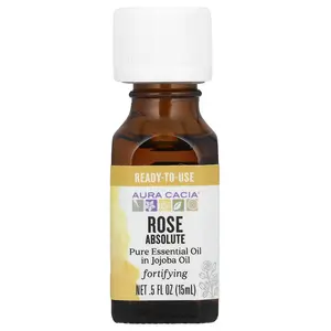 Aura Cacia Pure Essential Oil in Jojoba Oil, Rose Absolute, 0.5 fl oz (15 ml)
