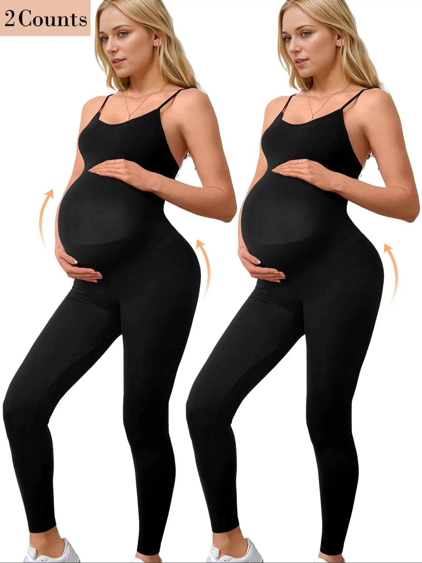 Maternity's Solid Backless Adjustable Strap Jumpsuit, Casual Comfy Sleeveless Skinny Jumpsuit for Daily Wear, Maternity Clothes for All Seasons