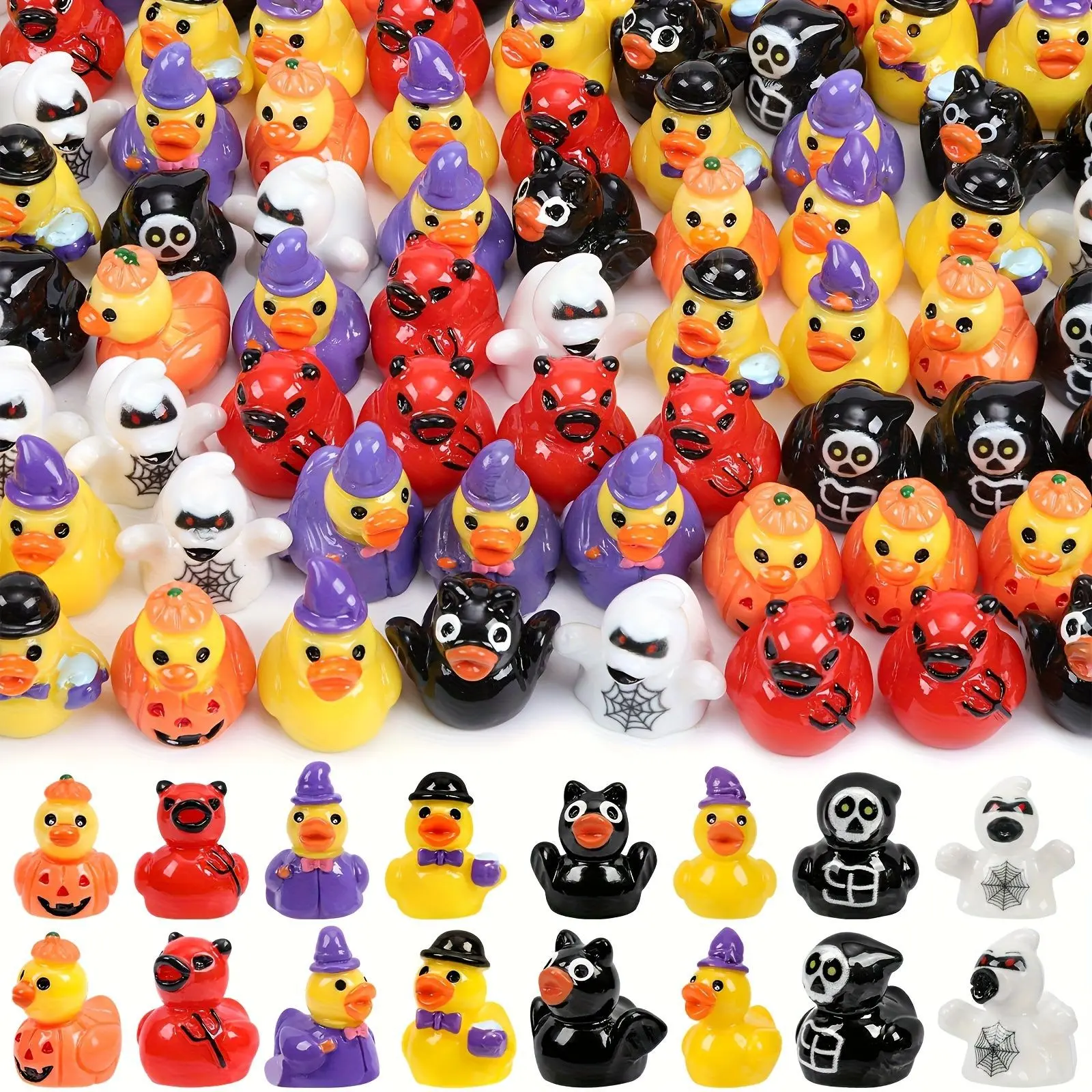 Halloween Creative Demon Ghost Duck Pumpkin Duck DIY Miniature Landscape Resin Ornament Accessory
