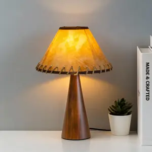 Parchment lampshade that glows like an ancient scroll. Unique Solid Wood Table Lamp| Dimmable, Bulb Included | for Bedroom Nightstand & Desk #UniqueFinds #AmazonFinds