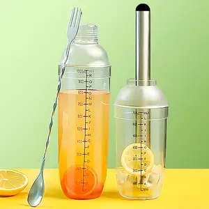 Stainless Steel Cocktail Shaker Set with Measuring Scale Bar Tools for Making Handmade Lemon Drinks Milk Tea Commercial and Home Use