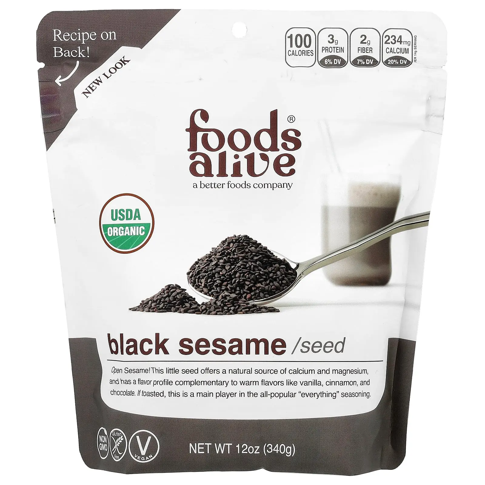Foods Alive Organic Black Sesame Seed, 12 oz (340 g)