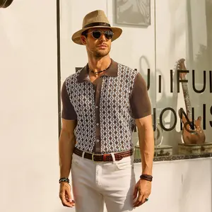 PJ PAUL JONES Men's Contrast 70s Vintage Polo Shirts Short Sleeve Knitwear