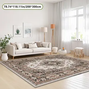 Velvet Soft Comfortable  European Center Floral Rug 2D Printing Rug Fashion Home Decor, Commercial Decor Carpet, Living Room Rug, Sofa Cushion Bedroom Rug, Bedside Blanket Door Entrance Mat, Dining Table Carpet
