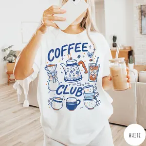 Vintage Coffee Club Comfort Colors T-Shirt, Retro Coffee Shirt, Trendy Iced Coffee Graphic Tee, Thrifted Preppy Espresso Tshirt