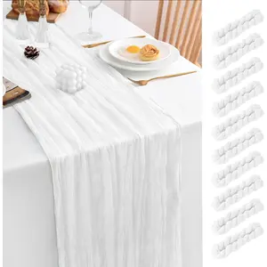 10 Pack White Table Runner 120 Inch Cheesecloth Table Runner 10FT Rustic Boho Gauze Table Runner Long Cheese Cloth Table Runner Semi Sheer Runners for Wedding Bridal  Shower Party