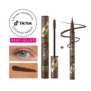 Eveline Cosmetics Brown Volume & Lengthening Mascara + Variete Precision Brown Eyeliner - TikTok Exclusive Bundle