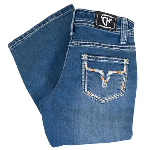 Women's Cowboy Hardware Medium Wash "Aztec Steer" Jeans