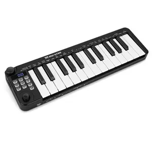Mini MIDI Keyboard 25 Key MIDI Controller for Beginners Dual-Channel with Knob Joystick Built-in MIDI Clock LED Display Ideal for Learning
