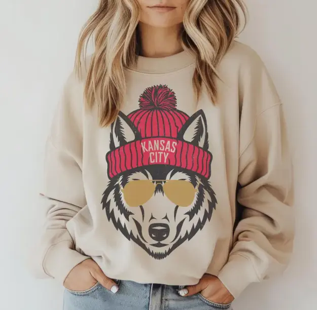 Kansas City Sweatshirt, Wolf Mascot Sweater, Kansas City Shirts, Crewneck Sweatshirt Unisex