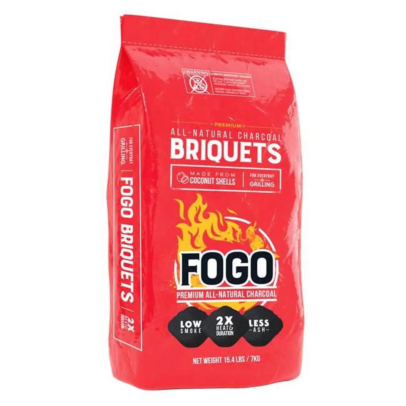 FOGO All Natural Charcoal Briquettes, 15.4 lbs Bag - Ideal for Camping, Hiking, and Light Outdoor Cooking, Hiking / Light Outdoor